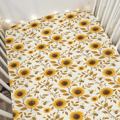 Vintage Sunflowers Bees Crib Sheets 52x28