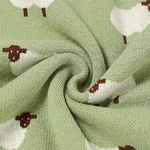Mimixiong Cute Sheep Baby Blanket 100 Cotton 30x40 Inches Light Green